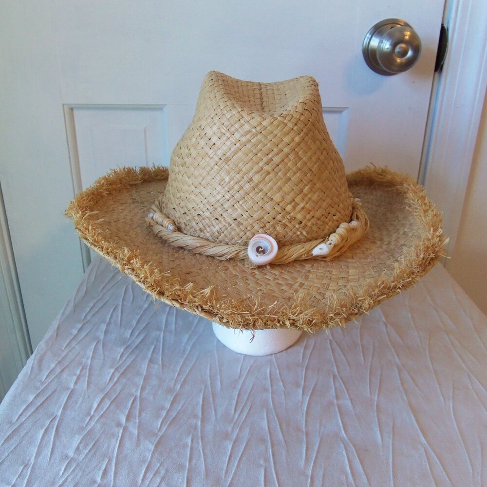 HBY Miami Straw Hat With Shells and Fringe